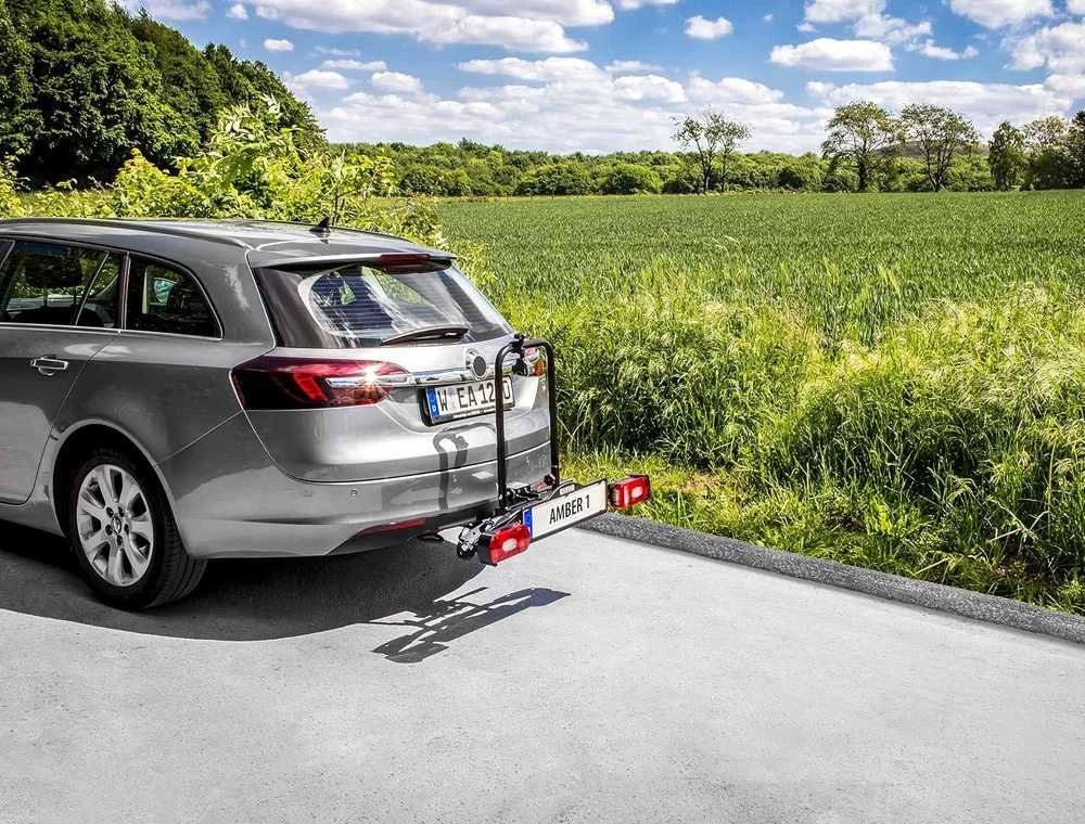EUFAB dviračio laikiklis Amber 1 automobiliui ant kablio, 1 dviračiui, tinka elektriniams dviračiams, juodas