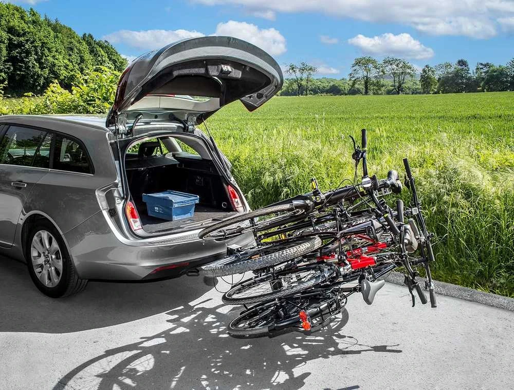 EUFAB dviračių laikiklis automobiliui, 4 dviračiams, montuojamas ant kablio, juodas, Amber IV