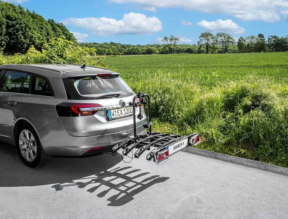 EUFAB dviračių laikiklis automobiliui, 4 dviračiams, montuojamas ant kablio, juodas, Amber IV