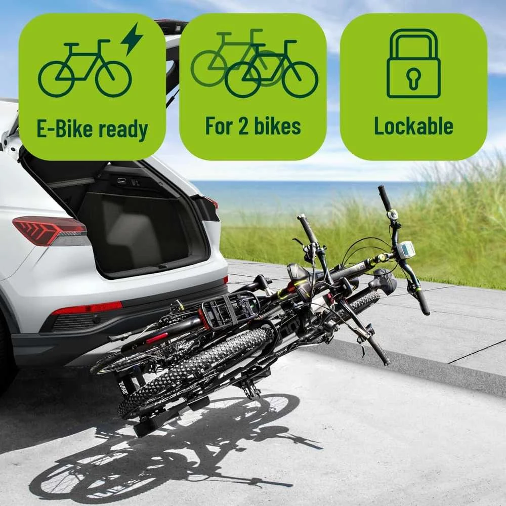 Eufab dviračių laikiklis automobiliui ant kablio, 2 dviračiams, 60 kg apkrova, Premium 11