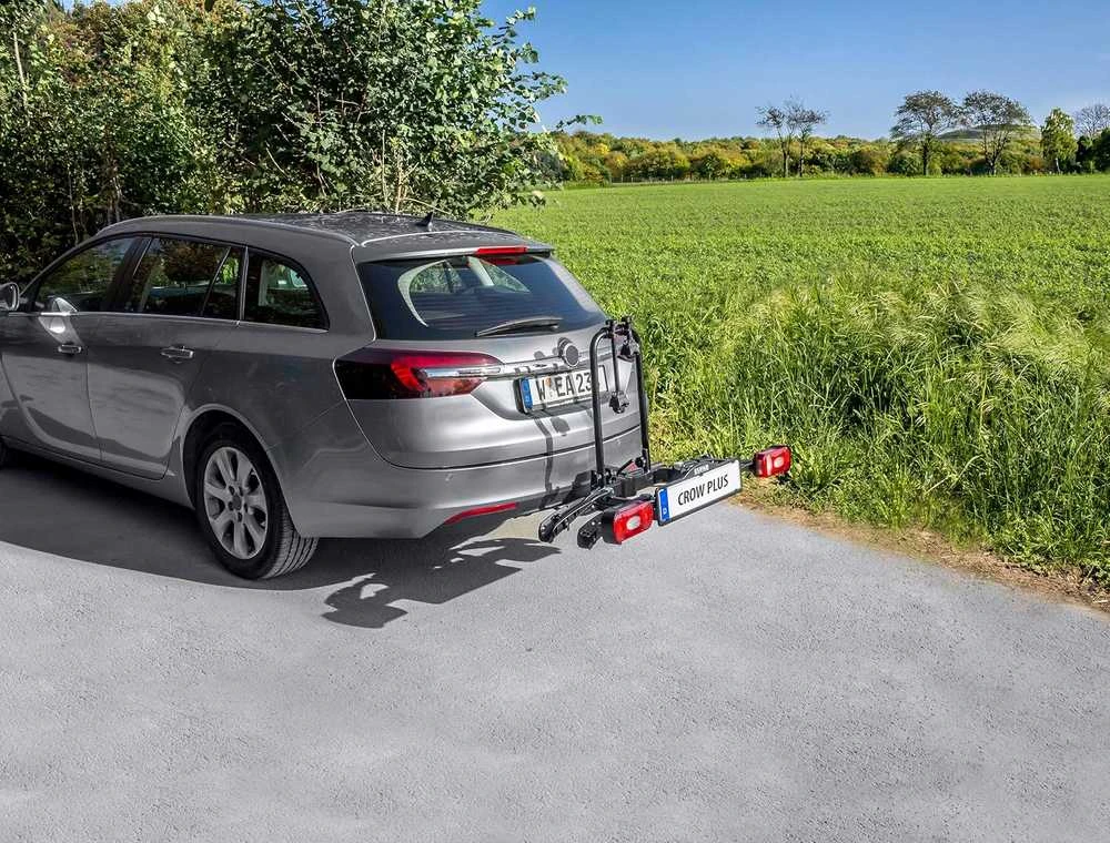 EUFAB dviračių laikiklis automobiliui ant kablio, aliuminis, 2 dviračiams, 50 kg, Crow Plus