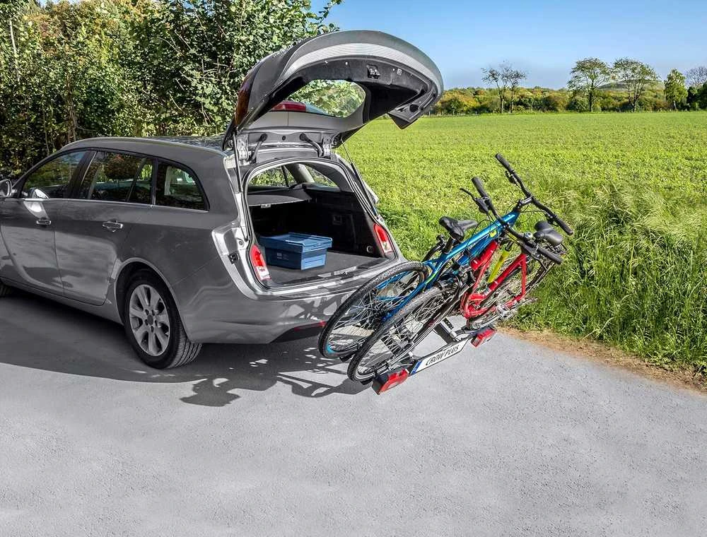 EUFAB dviračių laikiklis automobiliui ant kablio, aliuminis, 2 dviračiams, 50 kg, Crow Plus