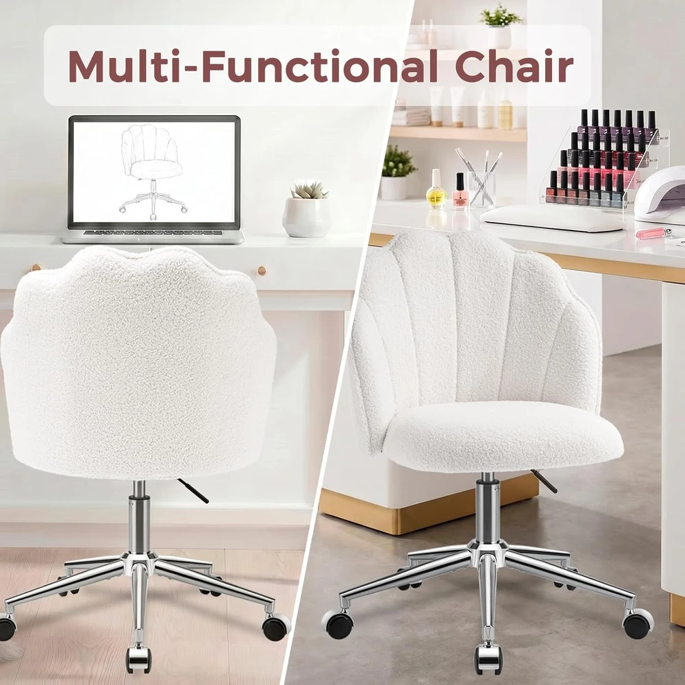 Eufurnibi ergonomiška kosmetinė kėdė apvalia nugara, reguliuojama, ratukais, bežinė, VCTD01