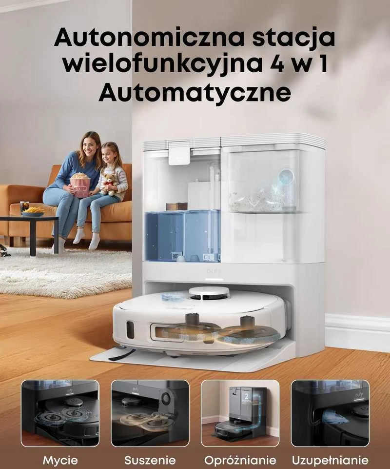 Eufy dulkių siurblys robotas su MopMaster 2.0, 8000 Pa siurbimo galia, automatinis ištuštinimas, T2351