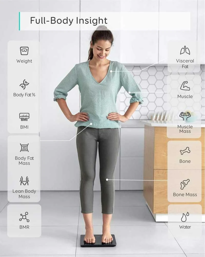 eufy išmaniosios svarstyklės kūnui C1, LED ekranas, Bluetooth, 12 matavimų