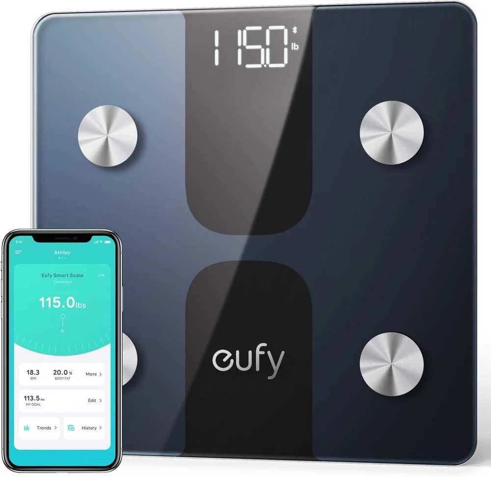 eufy išmaniosios svarstyklės kūnui C1, LED ekranas, Bluetooth, 12 matavimų