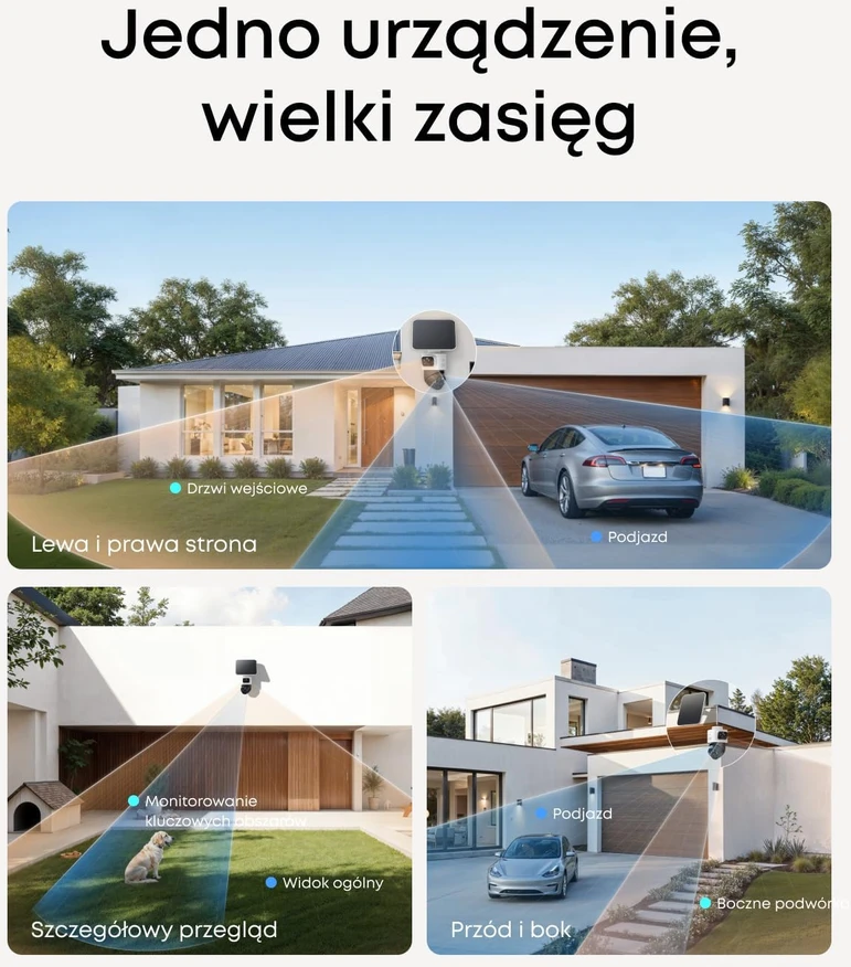eufy lauko belaidė saulės stebėjimo kamera 4K PTZ su 3 objektyvais T8172