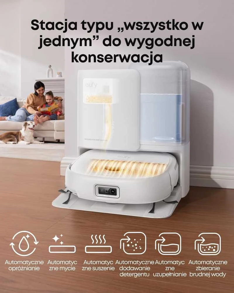 eufy robotas dulkių siurblys, 20000 Pa siurbimo galia, HydroJet sistema, DuoSpiral šepetėliai, T2353