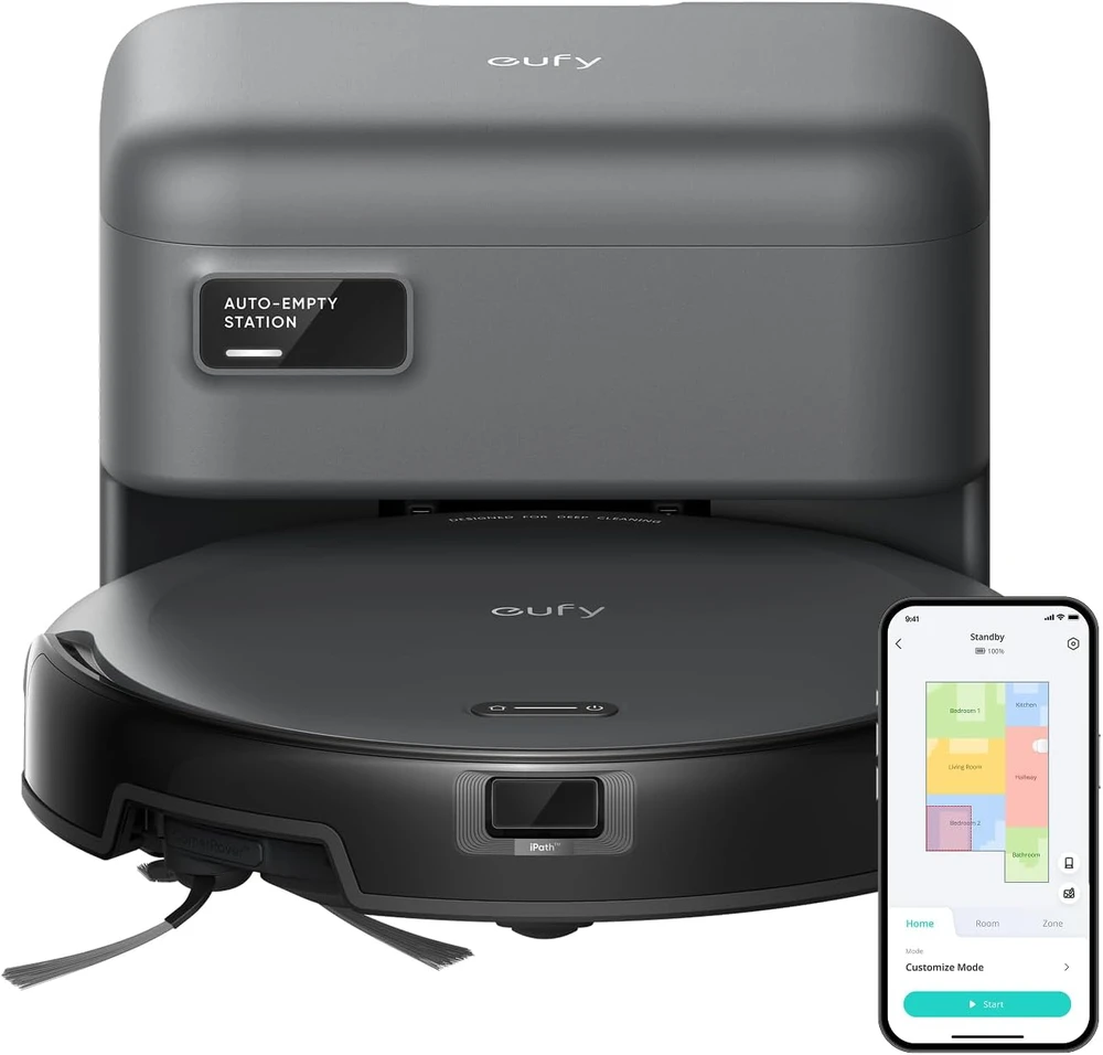 eufy robotas dulkių siurblys su automatine ištuštinimo stotele 4000 Pa T2292