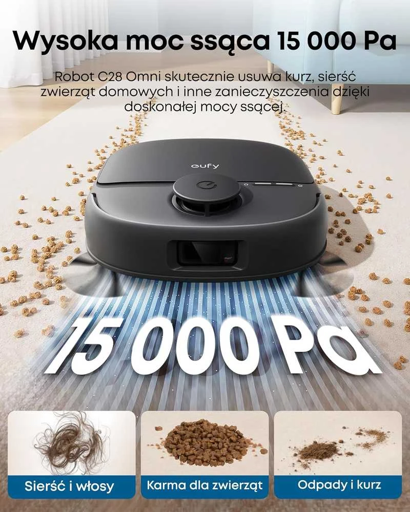 Anker eufy robotas dulkių siurblys su mopavimo funkcija, 15000 Pa siurbimo galia, stotelė Omni 5 viename, T211A