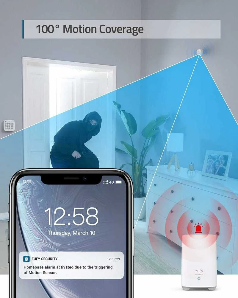 eufy Security 5 dalių išmanus namų signalizacijos rinkinys su judesio ir durų/langų jutikliais