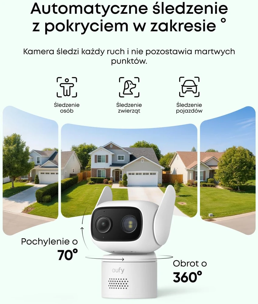 Eufy Security eufy stebėjimo kamera su 360° pasukimu, IP66, spalvotas naktinis režimas, Micro SD, T817L