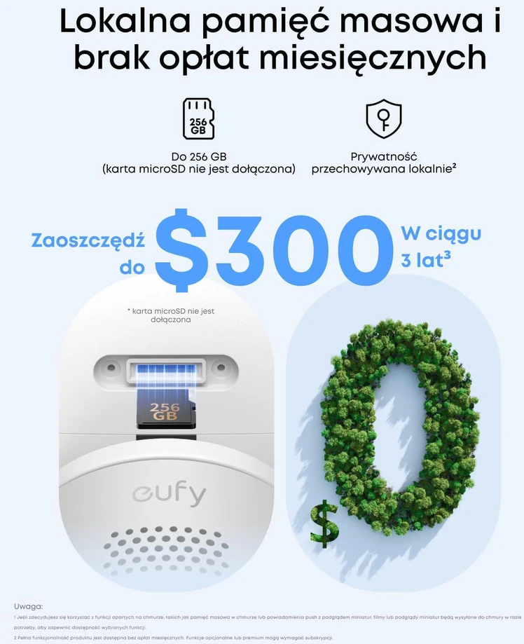 Eufy Security eufy stebėjimo kamera su 360° pasukimu, IP66, spalvotas naktinis režimas, Micro SD, T817L