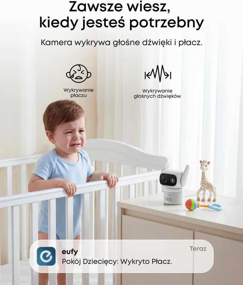 Eufy Security eufy stebėjimo kamera su 360° pasukimu, IP66, spalvotas naktinis režimas, Micro SD, T817L