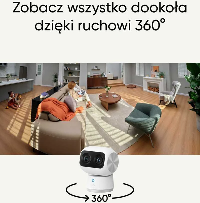 eufy Security Indoor Cam S350 4K UHD vidaus stebėjimo kamera su 8x priartinimu ir 360° PTZ