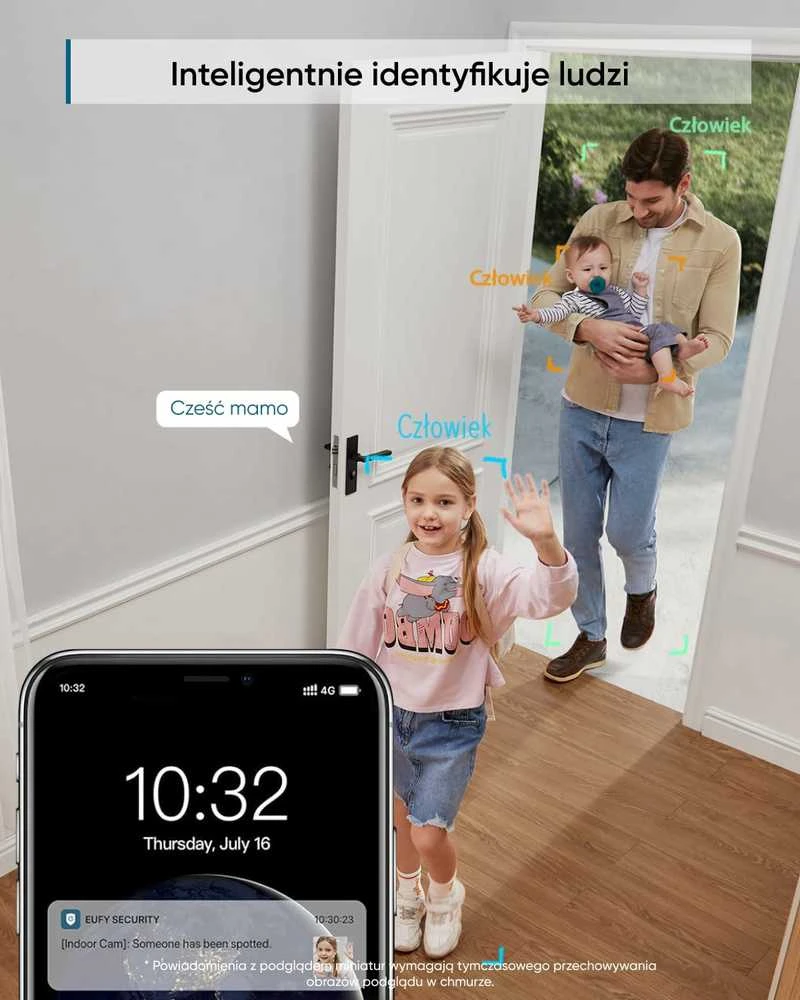 eufy Security Solo IndoorCam C24 vidaus stebėjimo IP kamera 2K, Wi‑Fi, naktinis matymas