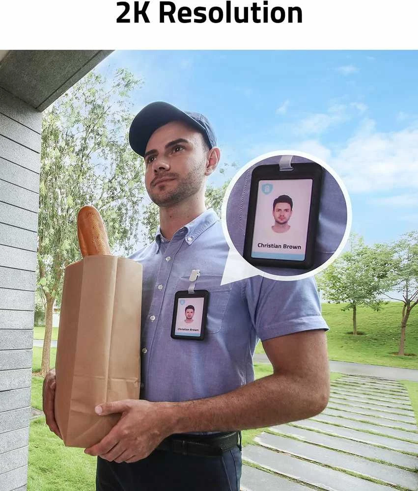 eufy Security Video Doorbell S220 bevielis 2K vaizdo durų skambutis su gongu, juodas