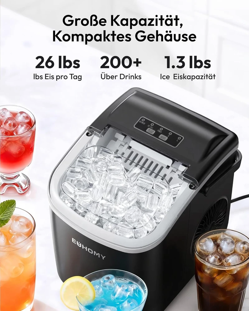 Euhomy ledo kubelių gaminimo aparatas, 1.2 l talpa, 90 W, DE-IM06D-02-AZ-HM