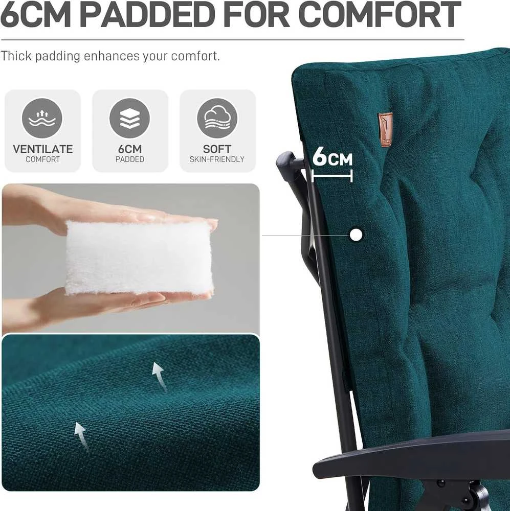 EVER ADVANCED sulankstoma kempingo kėdė su 4 padėčių reguliuojamu atlošu, 50 × 50 × 109 cm, iki 150 kg