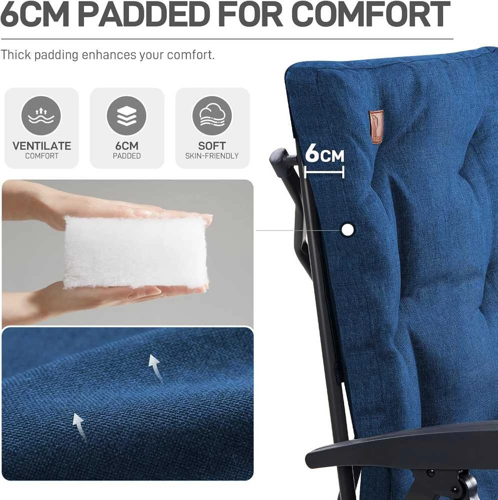 EVER ADVANCED sulankstoma kempingo kėdė, 4 padėčių atlošas, paminkštinta, iki 150 kg