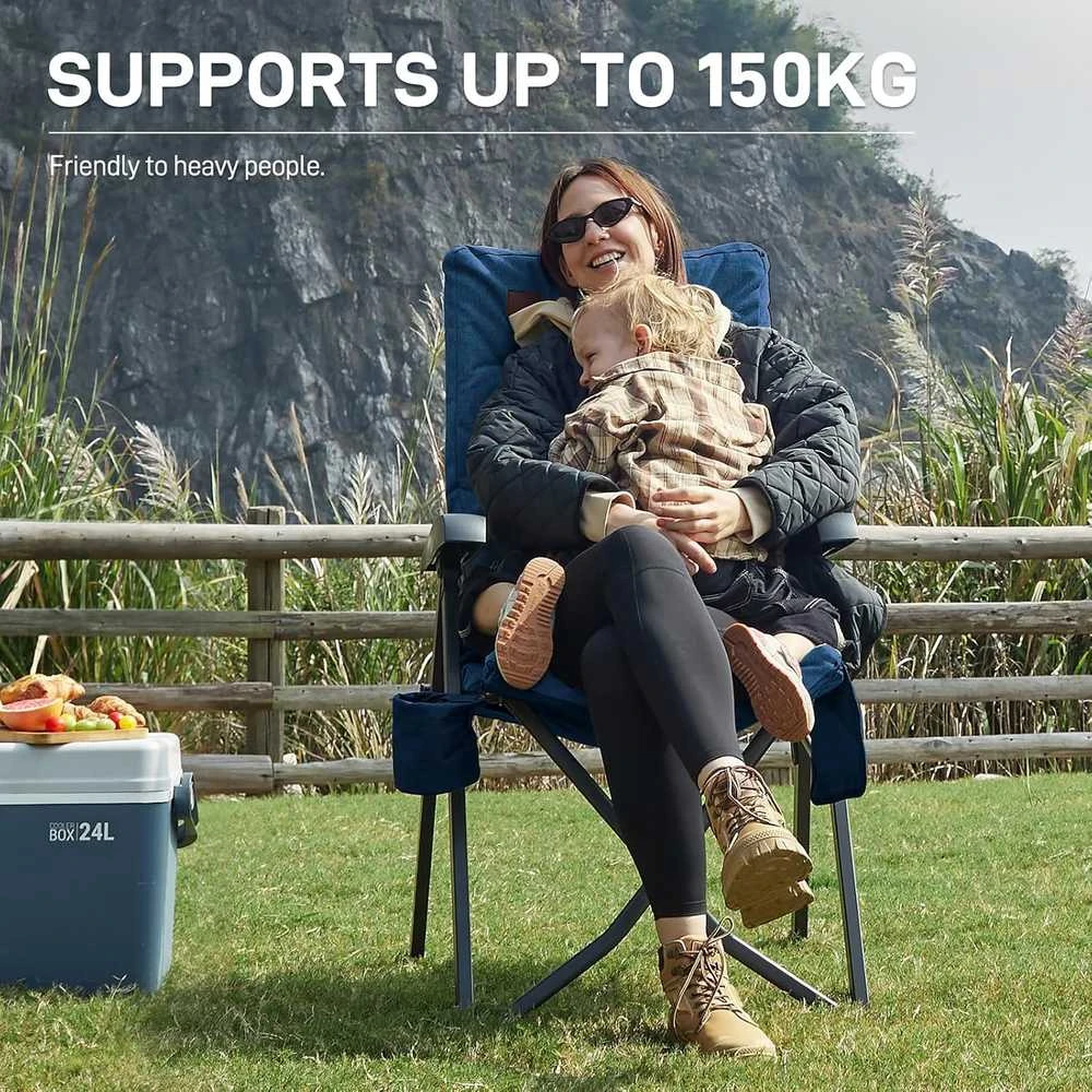EVER ADVANCED sulankstoma kempingo kėdė, 4 padėčių atlošas, paminkštinta, iki 150 kg