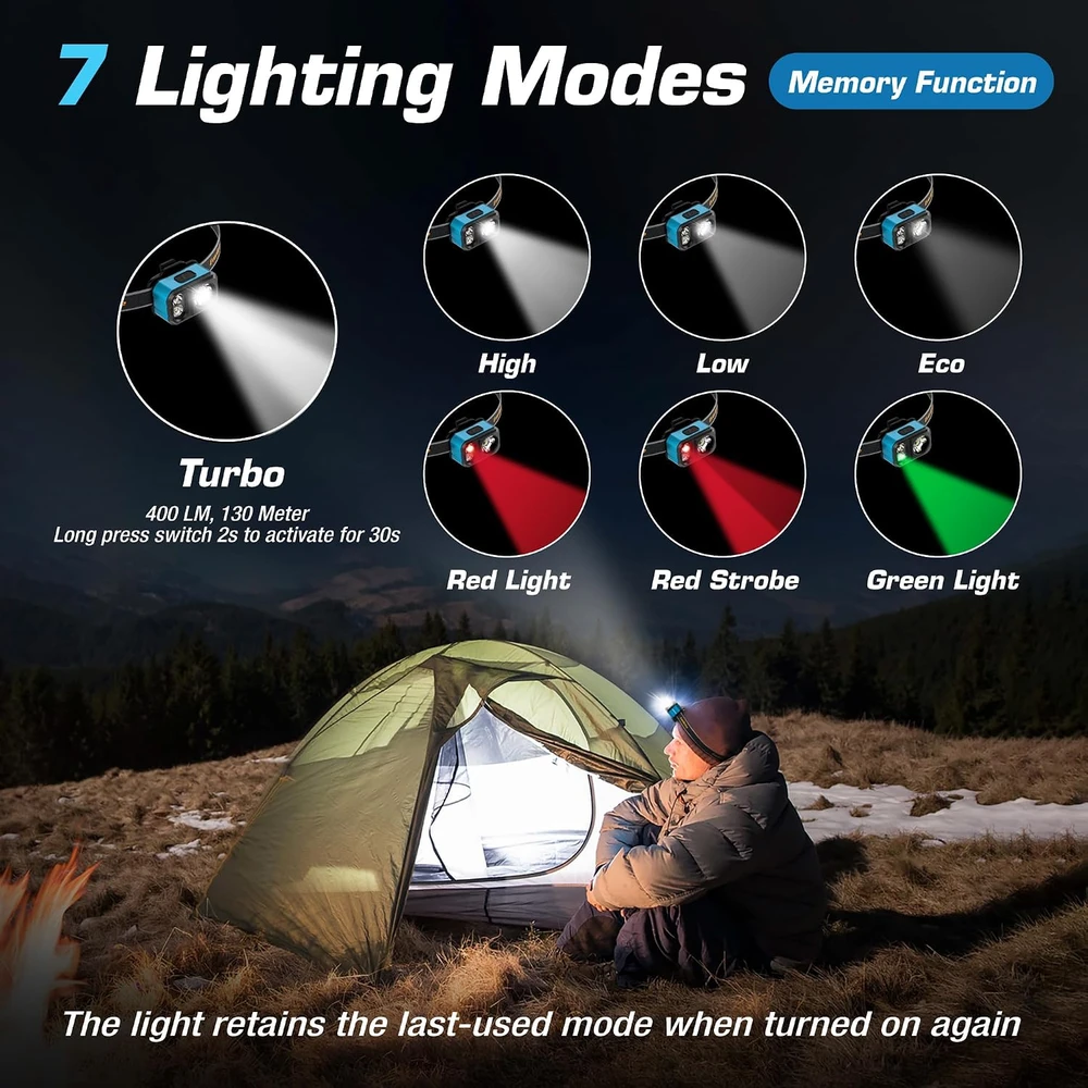 EVERBRITE LED galvos žibintas, įkraunamas per USB-C, 400 lm, IP67, E021077AE