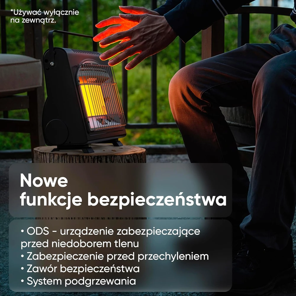 EVOCAMP nešiojamas dujinis šildytuvas 1,7 kW, keraminis, lauko naudoti, BDZ-Q1000