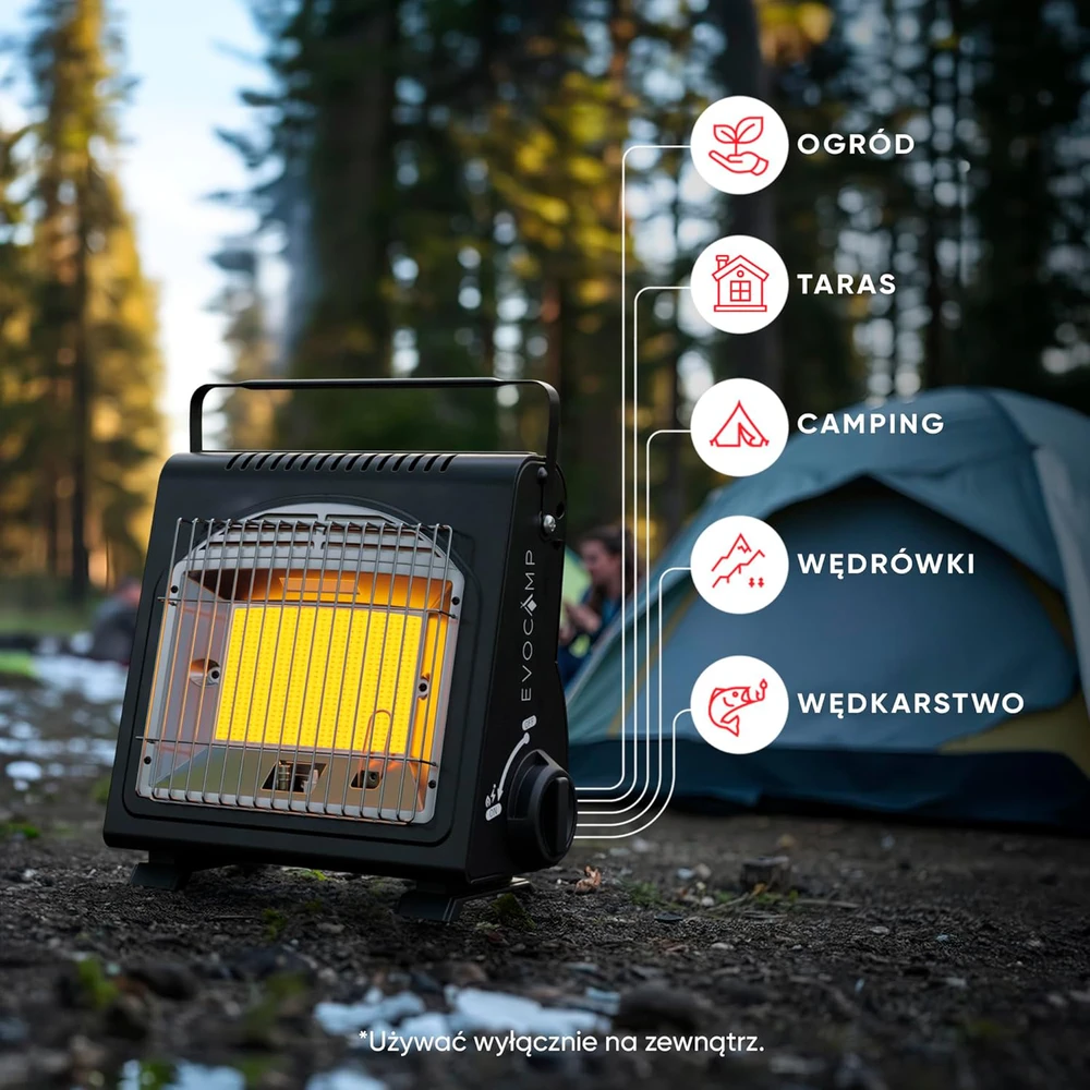 EVOCAMP nešiojamas dujinis šildytuvas 1,7 kW, keraminis, lauko naudoti, BDZ-Q1000