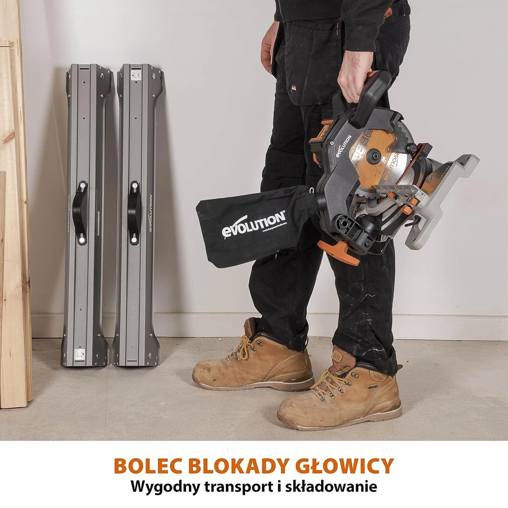 Evolution Power Tools akumuliatorinės kampinės pjovimo staklės 185 mm, 850 W, 18 V, R185CMS-Li