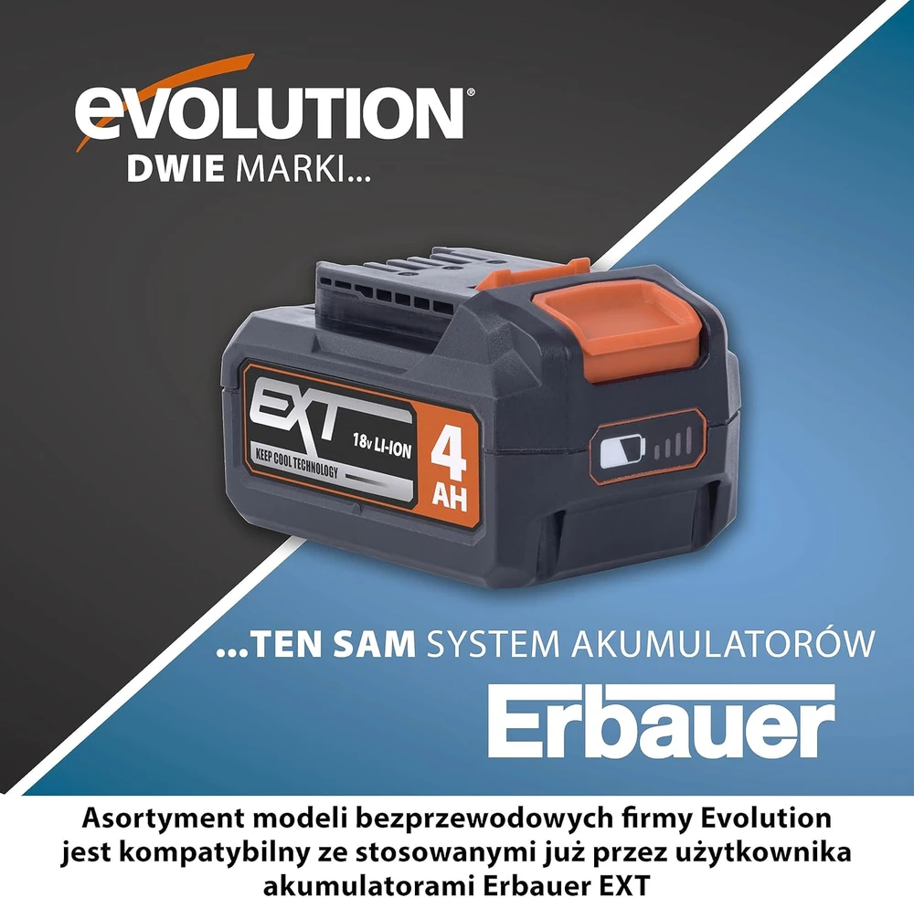 Evolution Power Tools akumuliatorinės kampinės pjovimo staklės 185 mm, 850 W, 18 V, R185CMS-Li