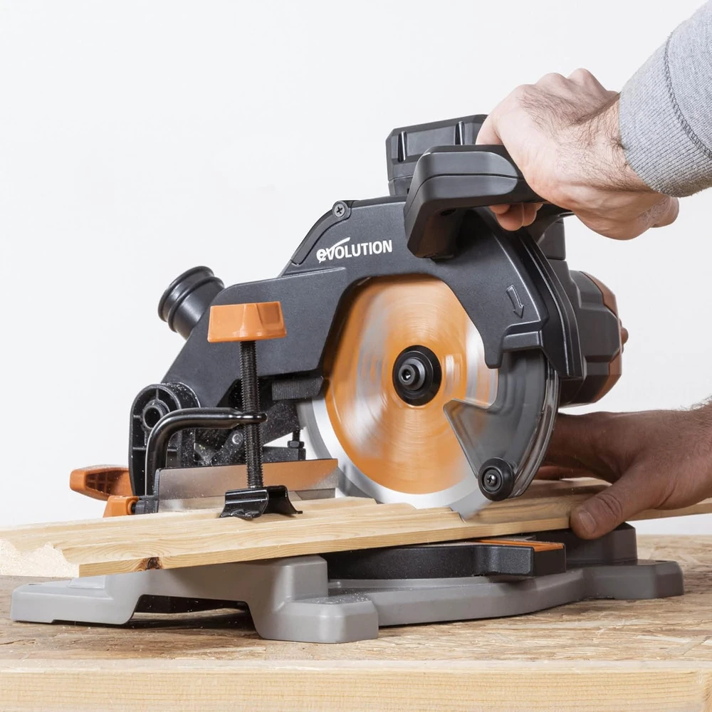 Evolution Power Tools akumuliatorinės kampinės pjovimo staklės 185 mm, 850 W, 18 V, R185CMS-Li