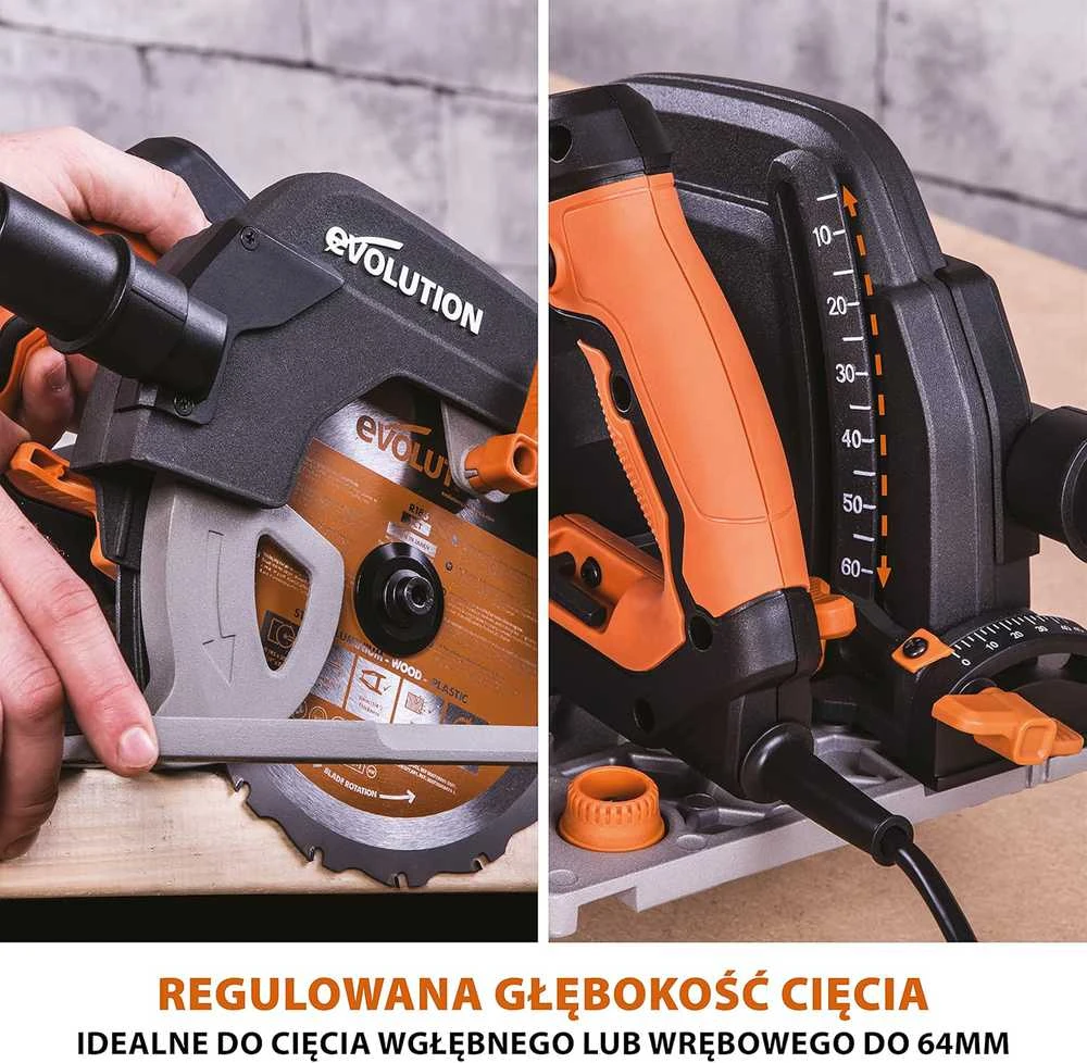 Evolution Power Tools diskinis pjūklas 1600 W, 185 mm, kampo reguliavimas, su 1020 mm kreipiamąja, 027-0003