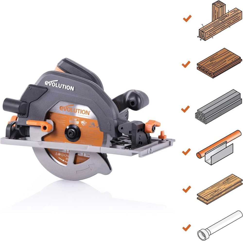 Evolution Power Tools diskinis pjūklas 1600 W, 185 mm, kampo reguliavimas, su 1020 mm kreipiamąja, 027-0003