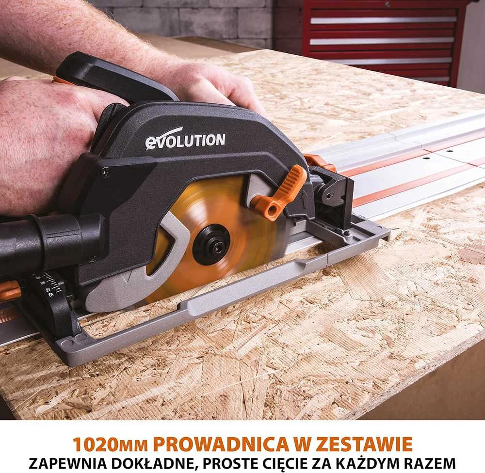 Evolution Power Tools diskinis pjūklas 1600 W, 185 mm, kampo reguliavimas, su 1020 mm kreipiamąja, 027-0003