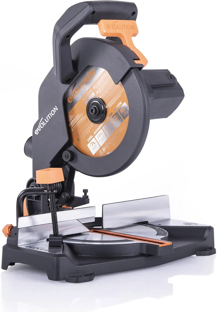 Evolution Power Tools kombinuota skersavimo pjūklas 1200 W 210 mm, R210CMS modelis, pjovimo kampai 45°, komplekte TCT diskas