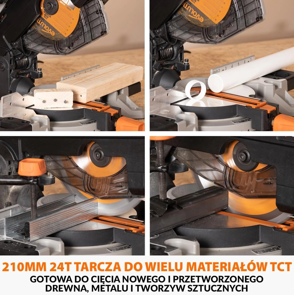 Evolution Power Tools staklės R210MTS-G2, 210 mm, 1500 W, daugiafunkcė miterio ir stalo pjūklas