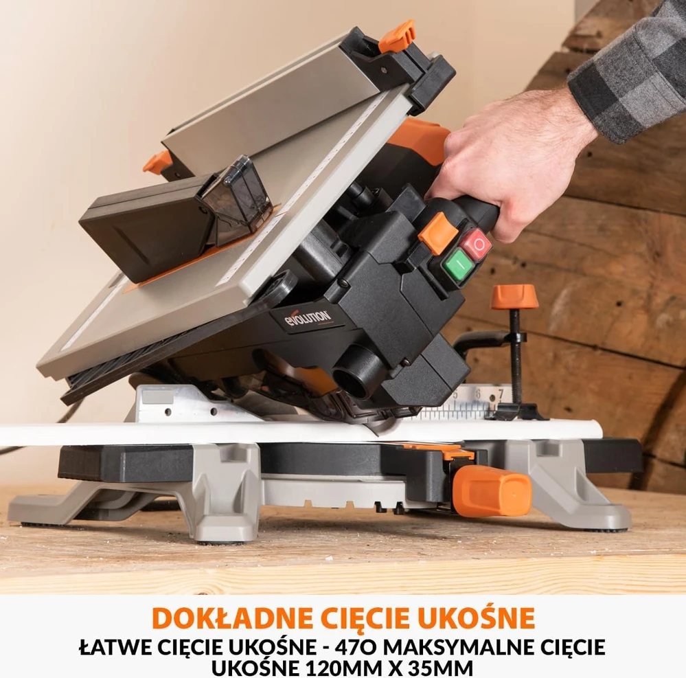 Evolution Power Tools staklės R210MTS-G2, 210 mm, 1500 W, daugiafunkcė miterio ir stalo pjūklas