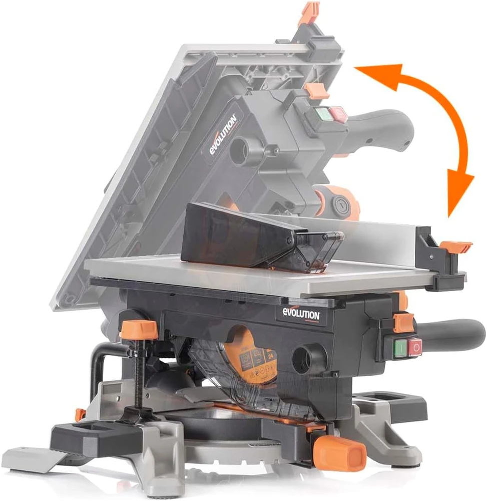 Evolution Power Tools staklės R210MTS-G2, 210 mm, 1500 W, daugiafunkcė miterio ir stalo pjūklas