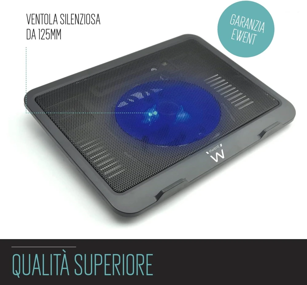 Ewent EW1250 nešiojamojo kompiuterio aušinimo stovas iki 16 col. su 125 mm ventiliatoriumi