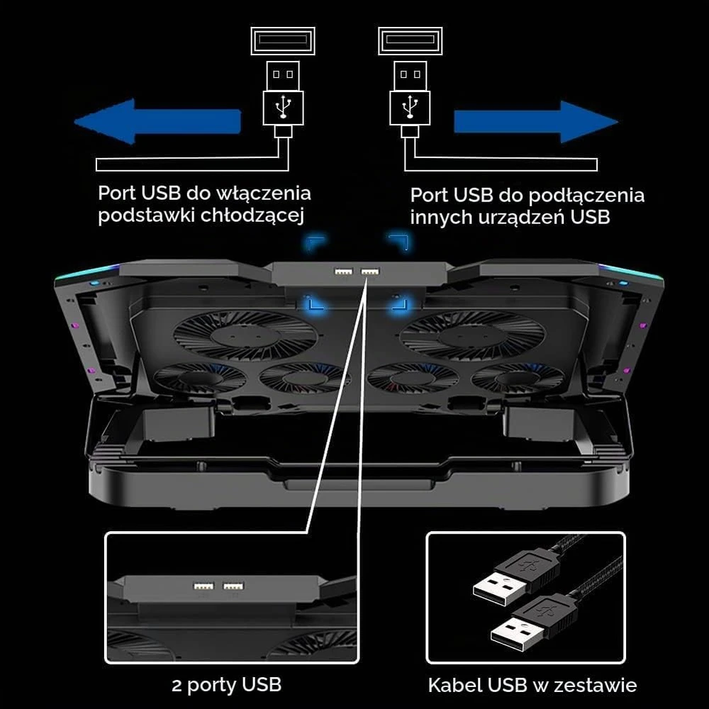 Ewent EW1260 nešiojamojo kompiuterio aušinimo stovas su 6 ventiliatoriais ir RGB apšvietimu