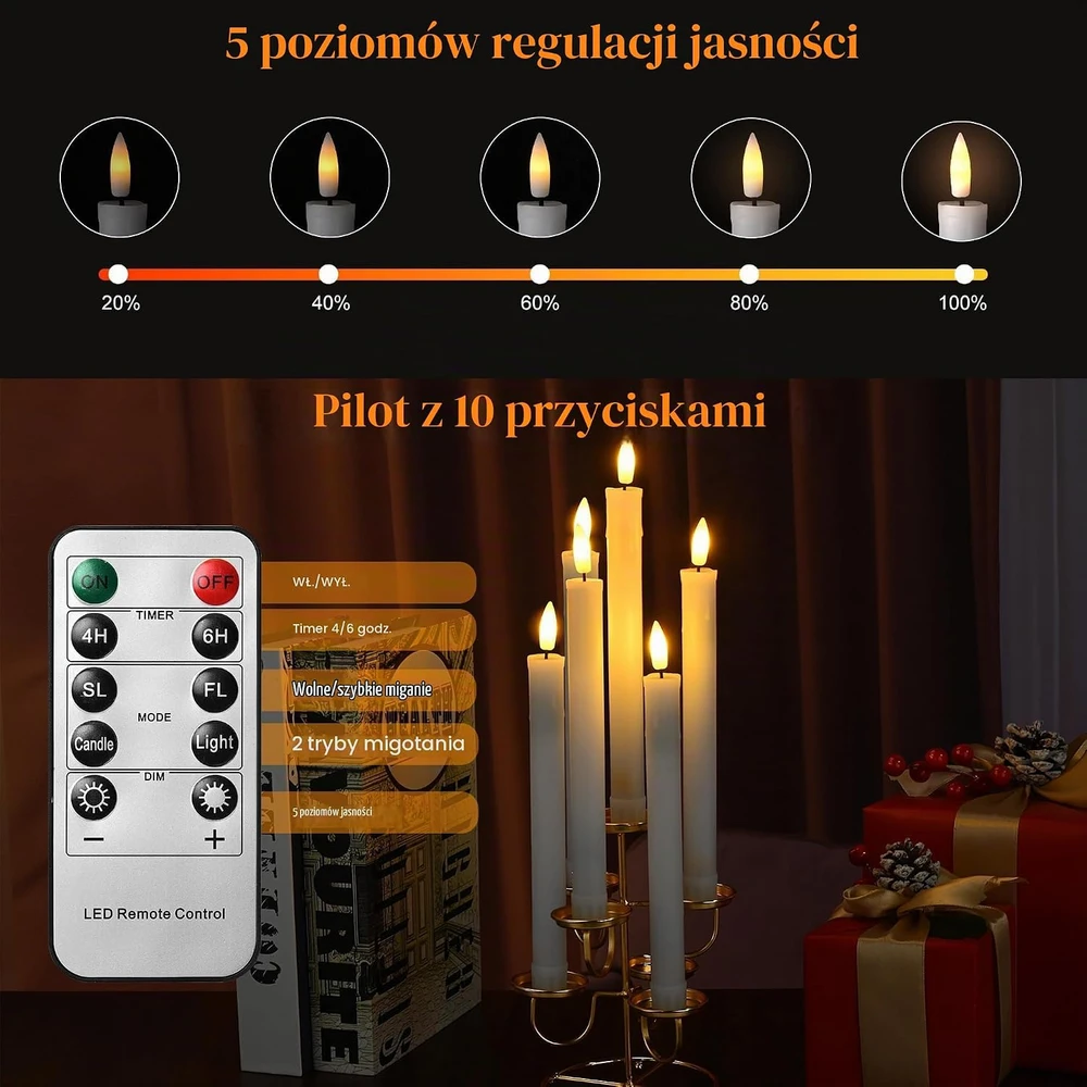 EXTSUD baltų LED žvakių rinkinys, 6 vnt.