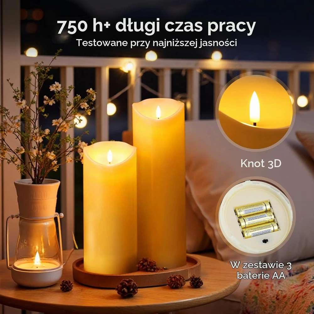 EXTSUD LED žvakė, 31,5 cm, su nuotoliniu valdymu, 2338242