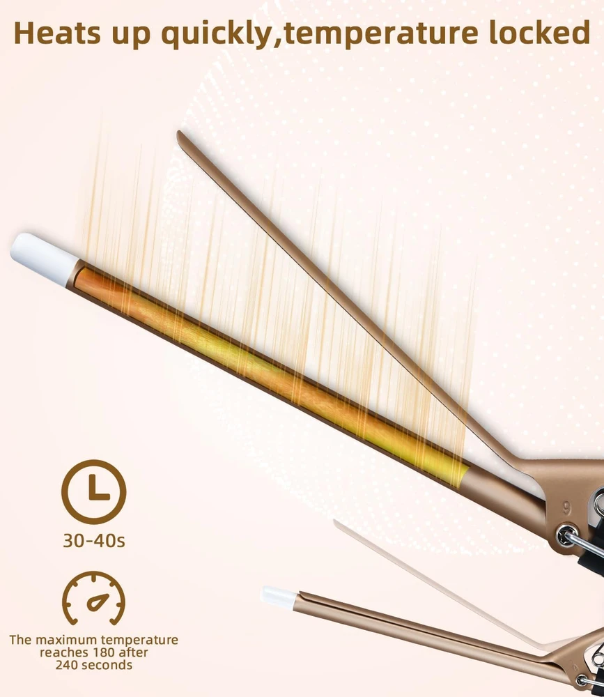 Exyvox keraminės garbanojimo žnyplės 9 mm, 120–220 °C, Rose auksinis curling irons