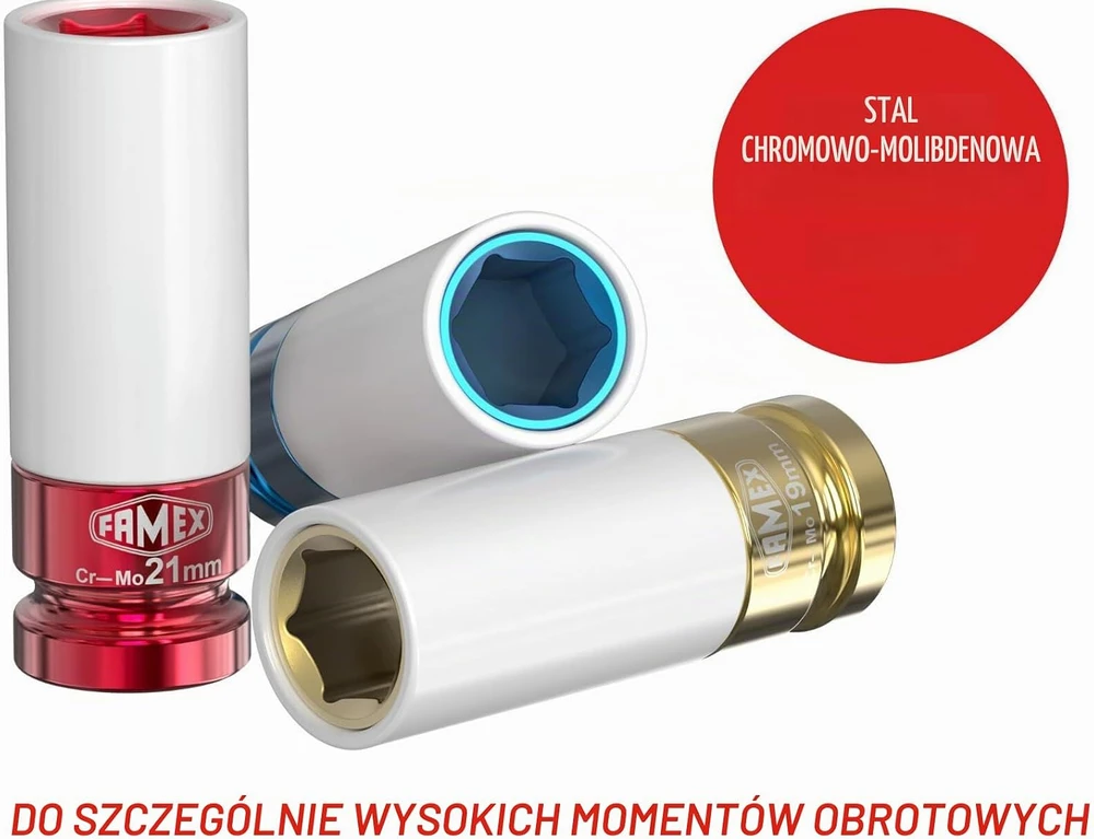 FAMEX dinamometrinis raktas 1/2 col. 30–210 Nm su 3 galvutėmis 10886-3-RS