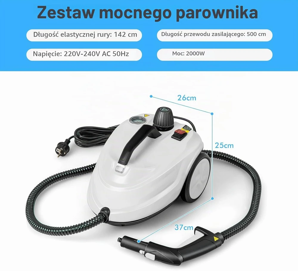 FANTASK garinis valytuvas 2000 W, 5 bar, 1.8 l, su 15 priedų, 10431DE-WHES-VC