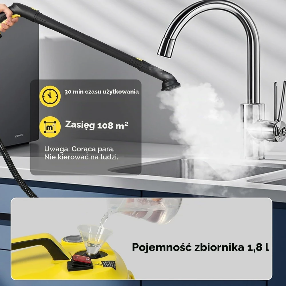 FANTASK garinis valytuvas 2000 W, 5 bar, 1.8 l, ES10431DE-YW-VC