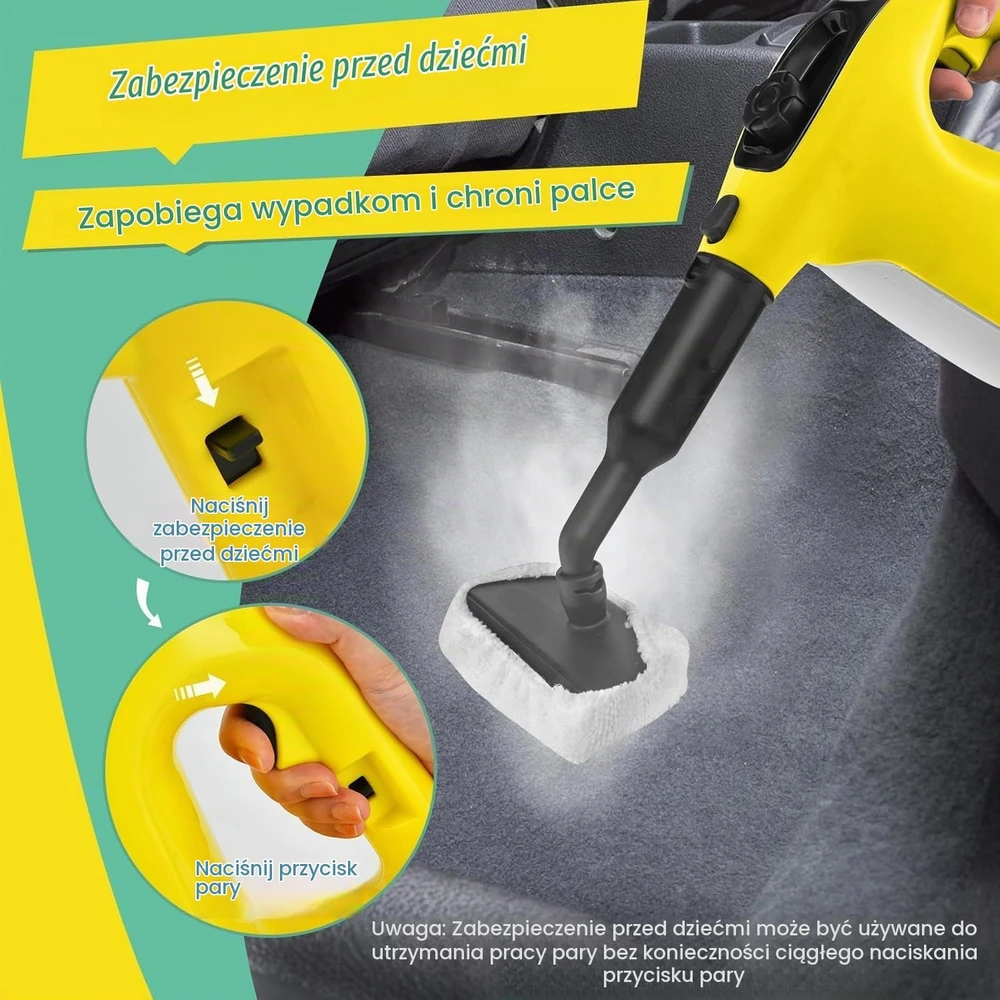 FANTASK rankinis garų valytuvas 1500 W, 400 ml, 125 °C, 5 m laidas, 10287DE-YWES-VC