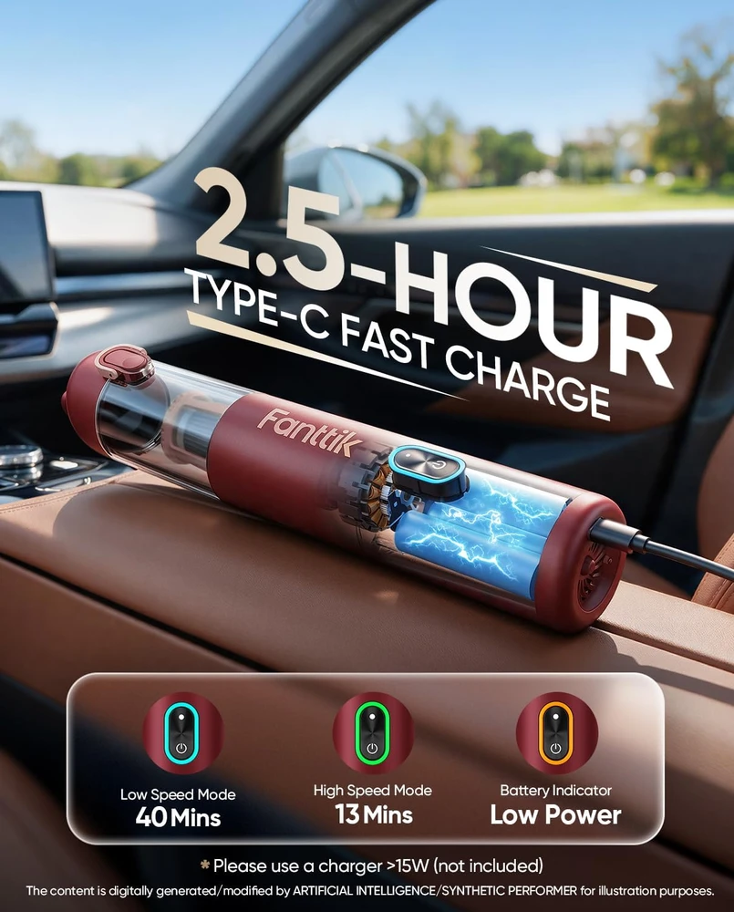 Fanttik belaidis automobilinis rankinis dulkių siurblys 19 000 Pa, 120 W Slim V8 APEX