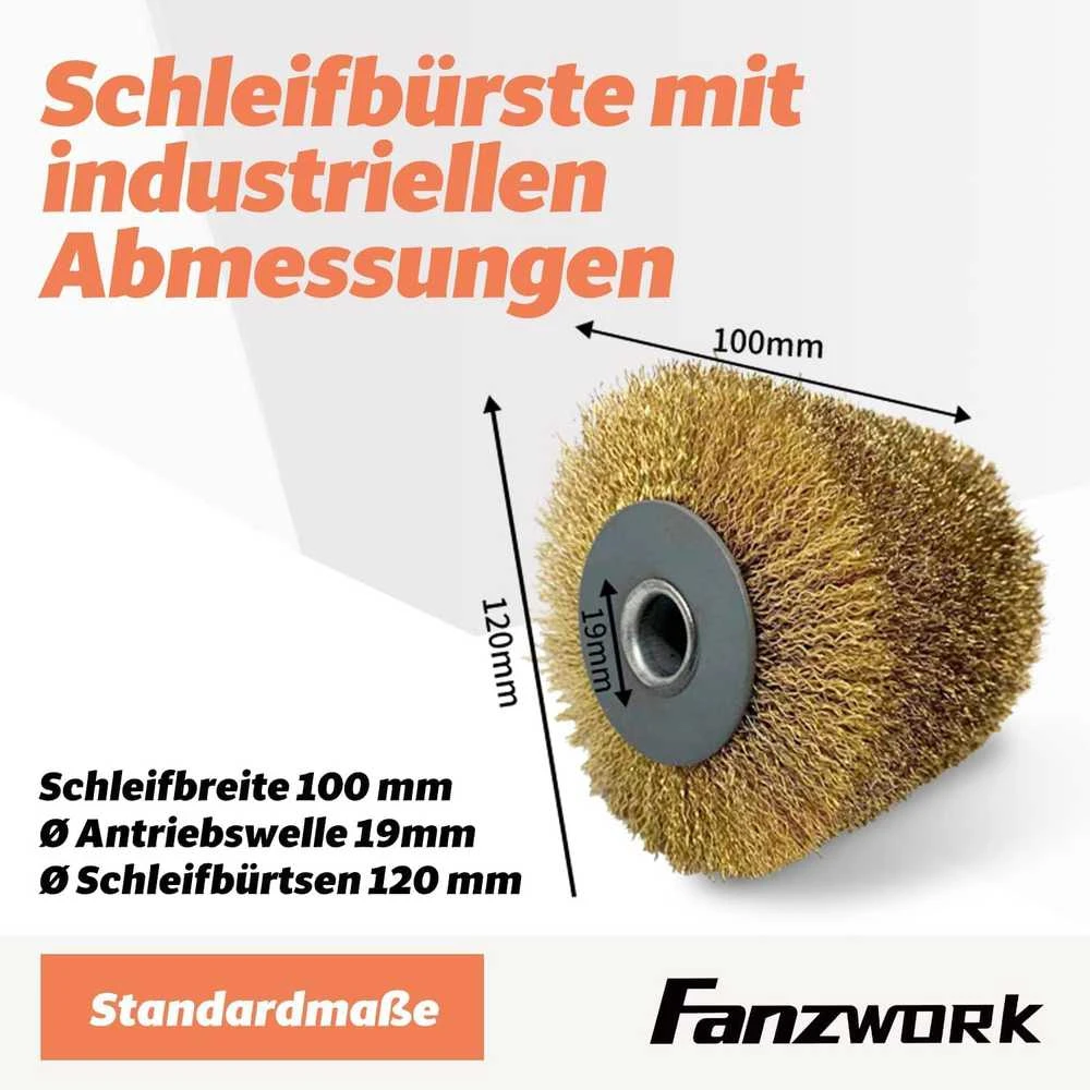 FANZWORK satinavimo mašina 1500 W, reguliuojamas greitis, priedai, dulkių jungtis, V2 rinkinys: žalvario, nailono ir švitrinio popieriaus priedai