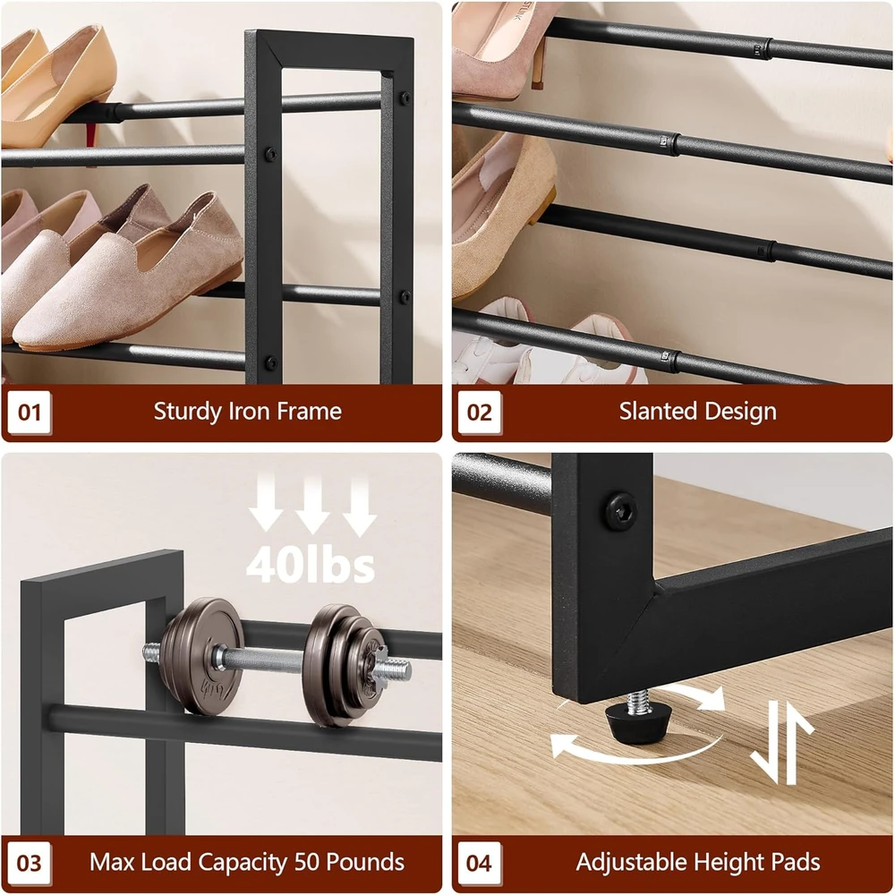 FAVOOSTY ištraukiamas metalinis batų stovas, 3 pakopų, reguliuojamas, juodas, SMA5020B-EU